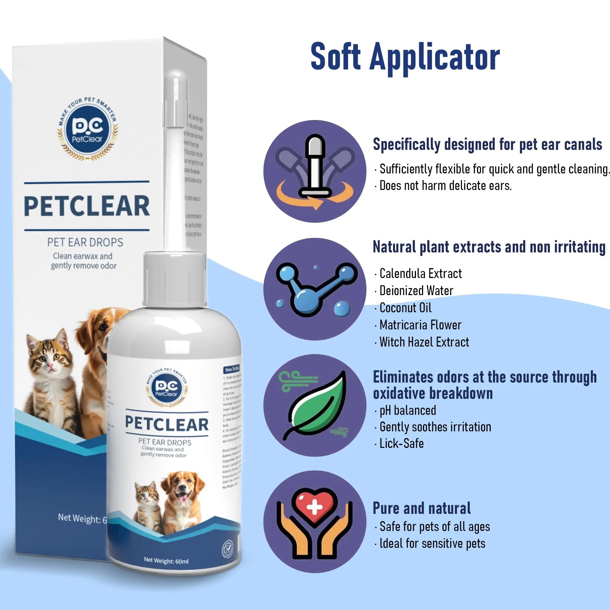 PetClear 60ml Gotas Naturales para Oídos