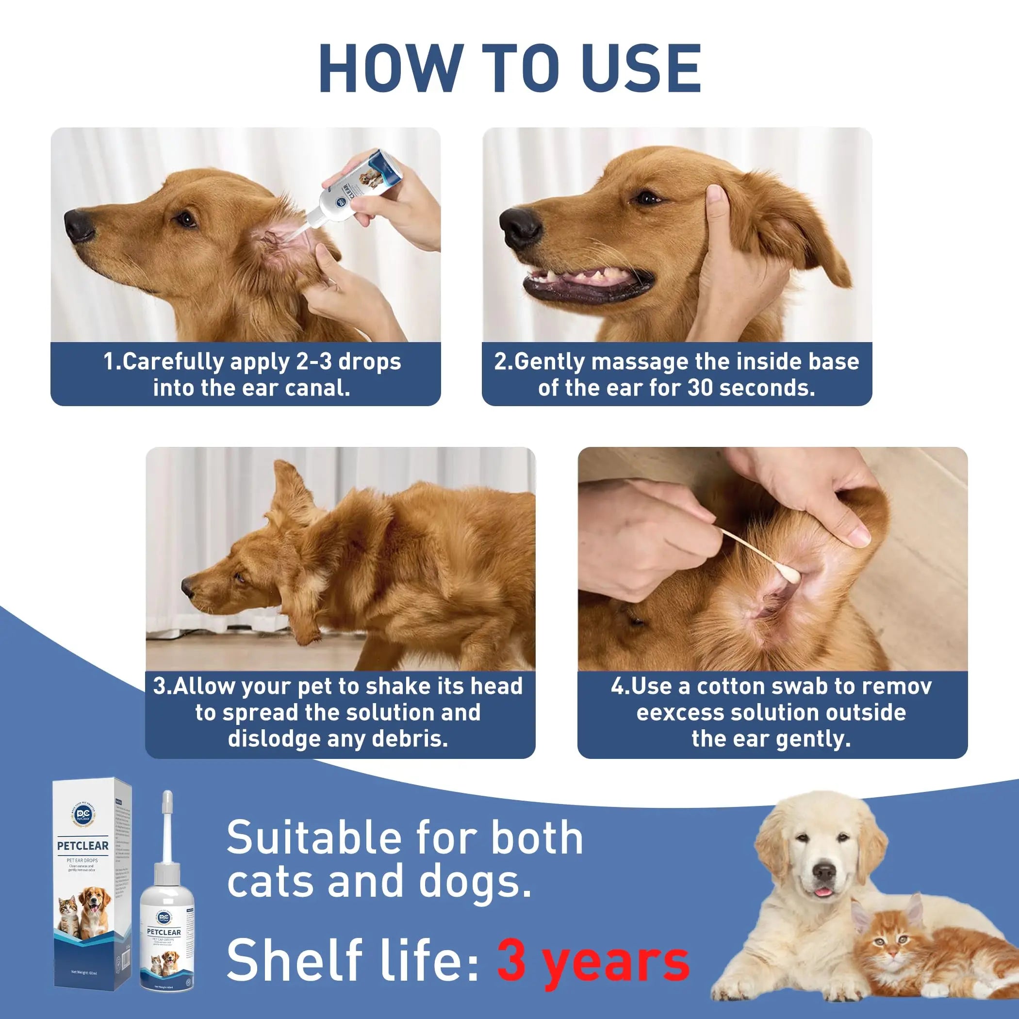 PetClear 60ml Gotas Naturales para Oídos